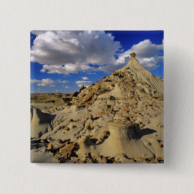 Badlands at Dinosaur Provincial Park in Alberta, 3 Pinback Button (Front)