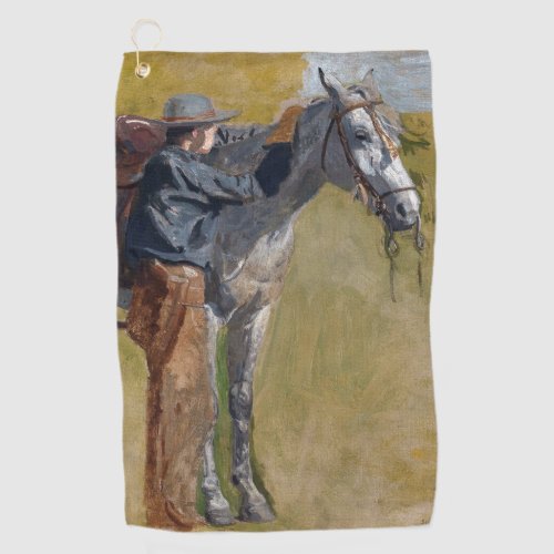 Badlands Cowboy Horse Old West Thomas Eakins Golf Towel