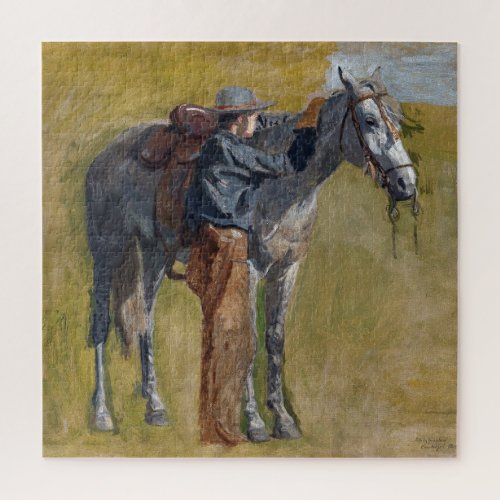 Badlands Cowboy Horse Old West Thomas Eakins Jigsaw Puzzle