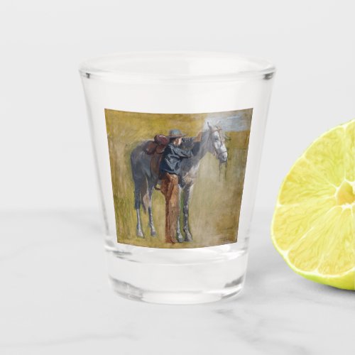 Badlands Cowboy Horse Old West Thomas Eakins Shot Glass