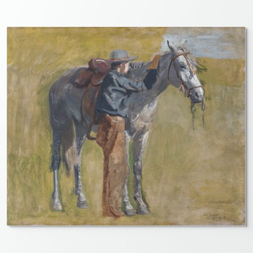Badlands Cowboy Horse Old West Thomas Eakins Wrapping Paper
