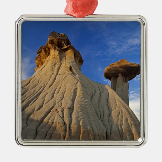 Badlands formations at Makoshika State Park in Metal Ornament (Front)