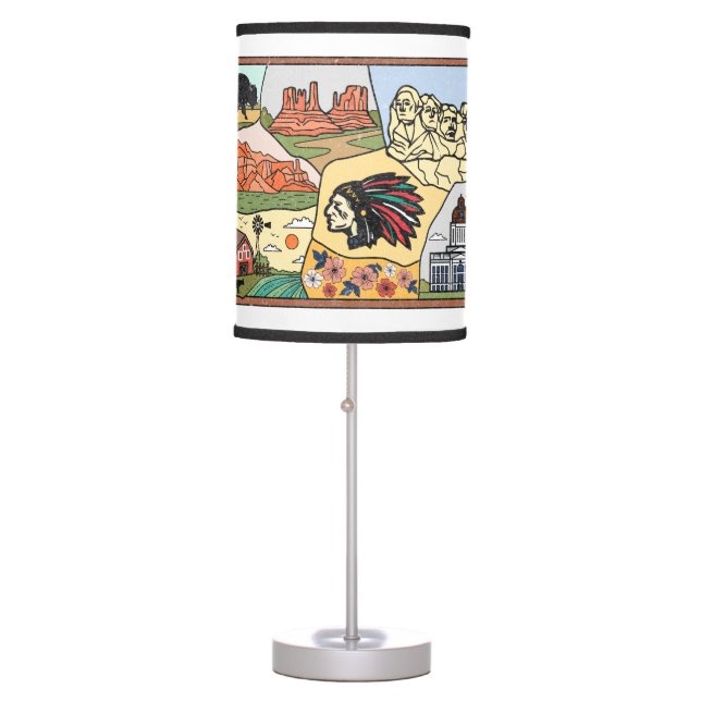 Badlands Mt Rushmore Black Hills South Dakota Map Table Lamp (Front)