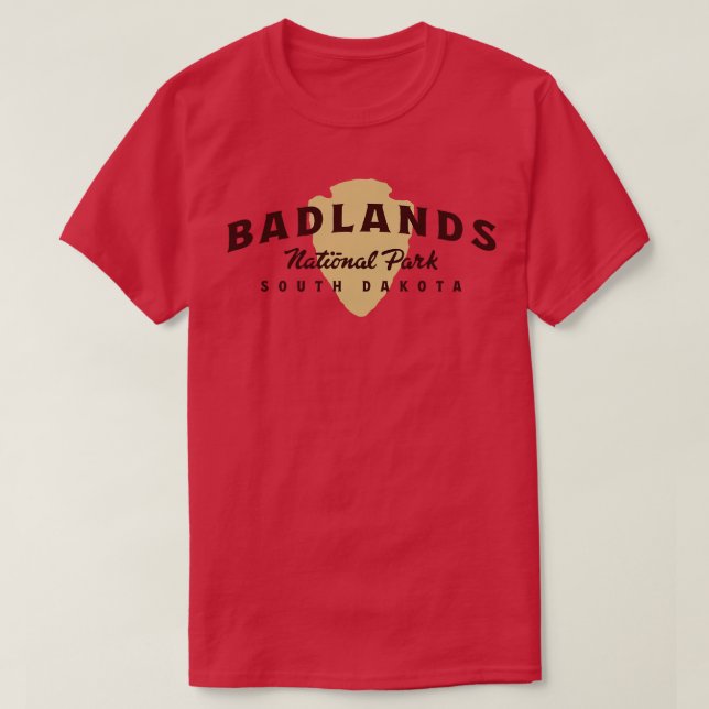 Badlands National Park Arched Text Brown T-Shirt (Design Front)