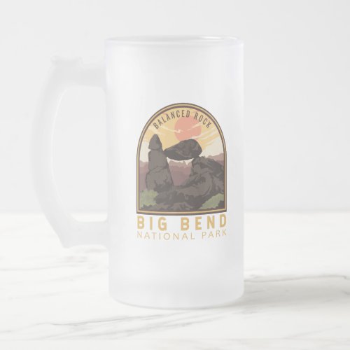 Badlands National Park Balanced Rock Emblem Frosted Glass Beer Mug