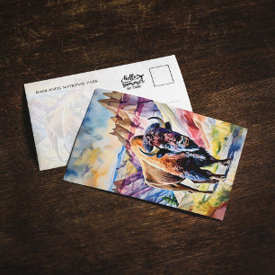 Badlands National Park Bison Watercolor Postcard