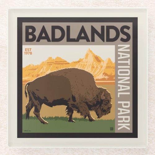 Badlands National Park  Buffalo Glass Coaster