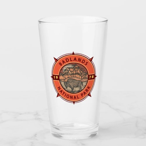 Badlands National Park Buffalo Retro Compass Glass