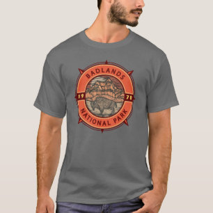 Badlands National Park Buffalo Retro Compass T-Shirt