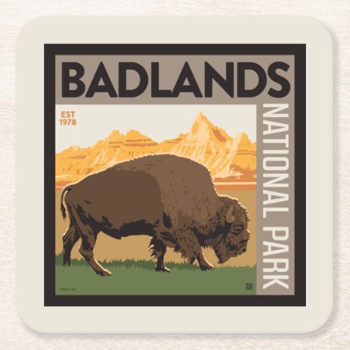 Badlands National Park  Buffalo Square Paper Coaster
