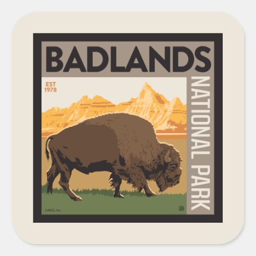 Badlands National Park  Buffalo Square Sticker