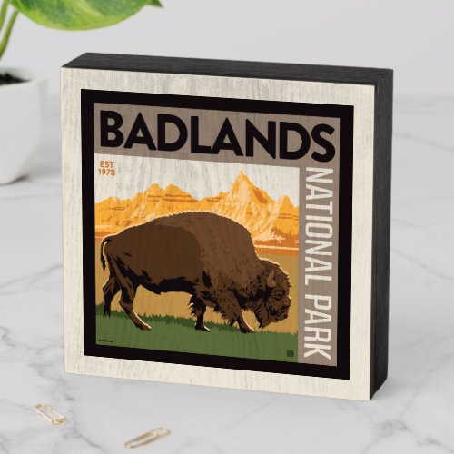 Badlands National Park  Buffalo Wooden Box Sign