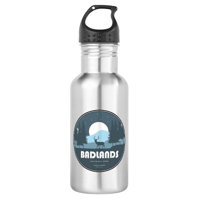 Badlands National Park Deer Stainless Steel Water Bottle (Front)