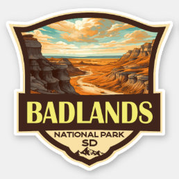 Badlands National Park Illustration Retro Sticker