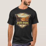 Badlands National Park Illustration Retro T-Shirt<br><div class="desc">Badlands vector artwork design. The park’s dramatic landscapes span layered rock formations,  steep canyons and towering spires. Bison,  bighorn sheep and prairie dogs inhabit its sprawling grasslands.</div>