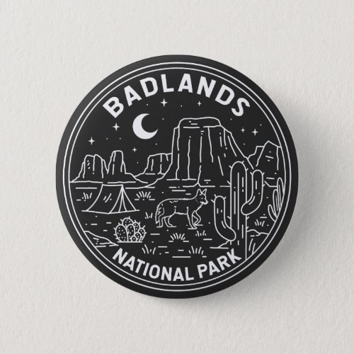 Badlands National Park Landscape Monoline  Button