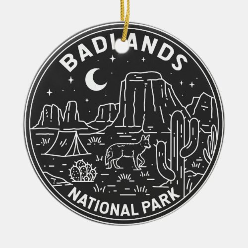 Badlands National Park Landscape Monoline  Ceramic Ornament