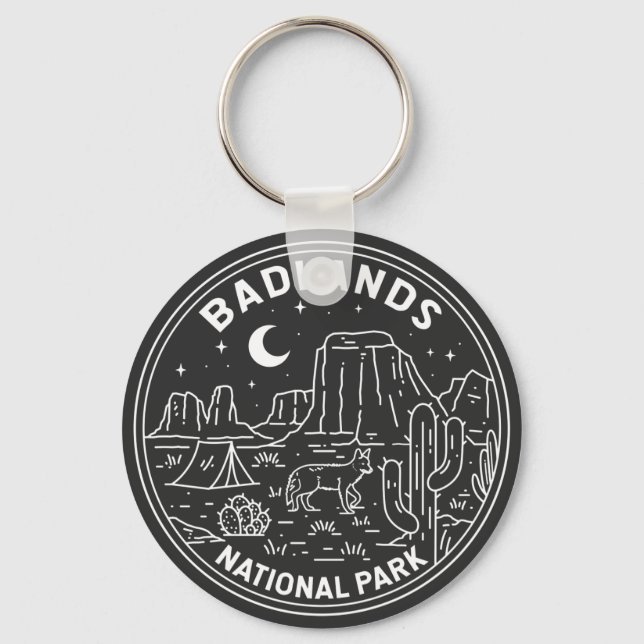Badlands National Park Landscape Monoline  Keychain (Front)