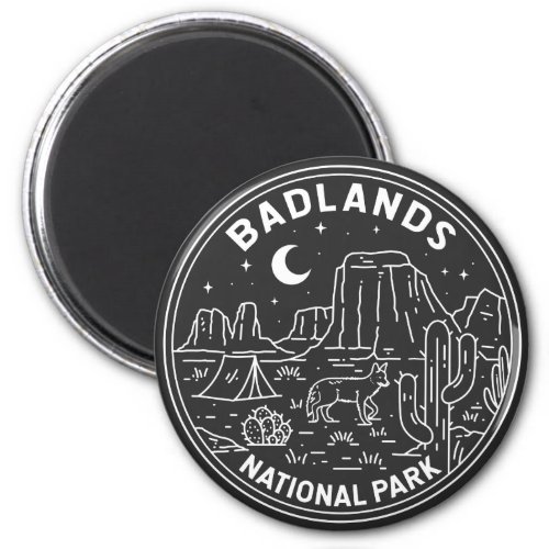 Badlands National Park Landscape Monoline  Magnet