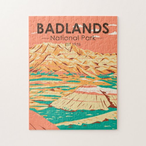 Badlands National Park Landscape Vintage  Jigsaw Puzzle