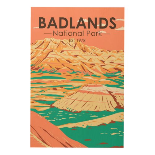 Badlands National Park Landscape Vintage Wood Wall Art