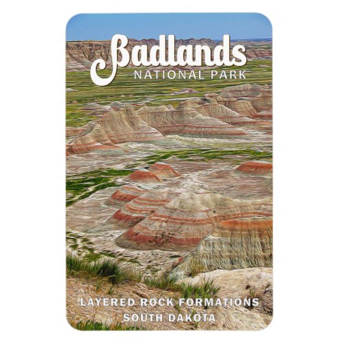 Badlands National Park Landscape Watercolor Magnet