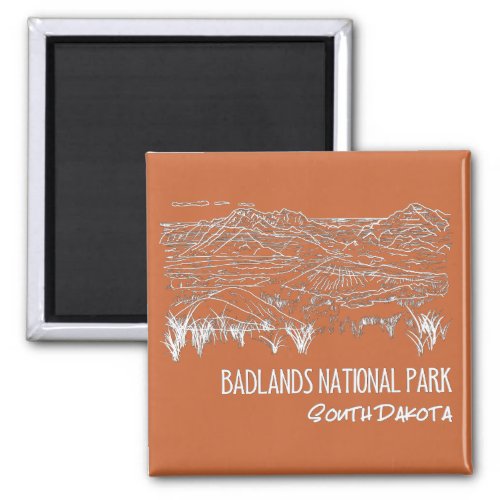 Badlands National Park Line Art South Dakota Coffe Magnet
