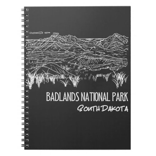 Badlands National Park Line Art South Dakota  Notebook
