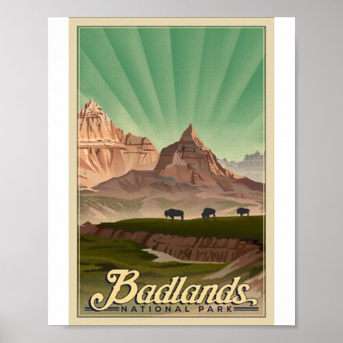 Badlands National Park Litho Artwork Poster