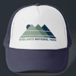 Badlands National Park Mountain Sun Trucker Hat<br><div class="desc">Badlands National Park is a dramatic landscape in South Dakota with layered rock formations,  steep canyons and towering spires and is the largest,  protected mixed-grass prairie in the United States.</div>