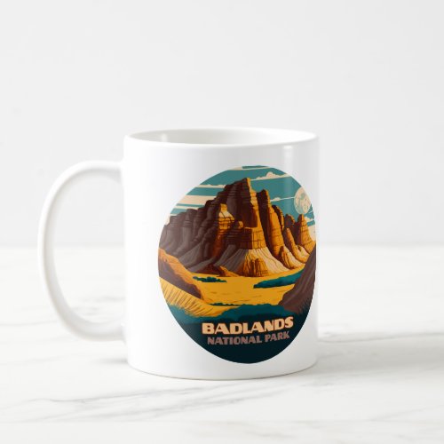Badlands National Park Mountains Retro  Coffee Mug
