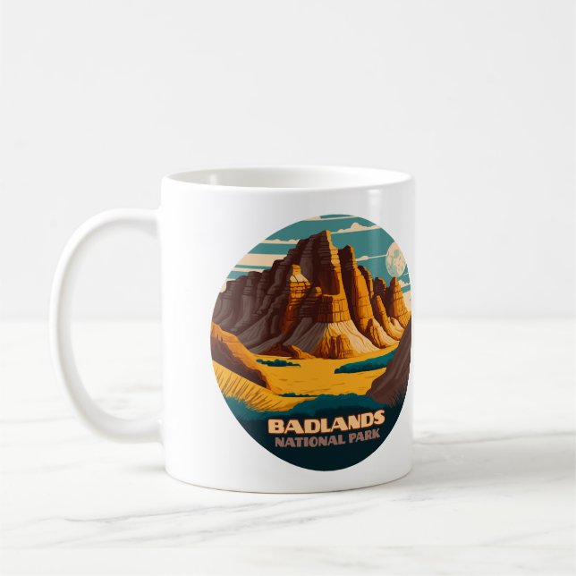 Badlands National Park Mountains Retro  Coffee Mug (Left)