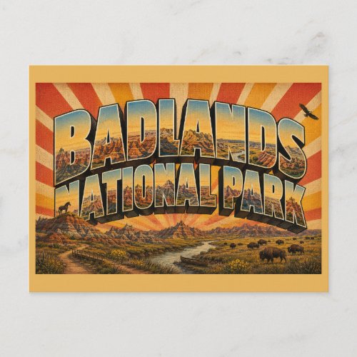 Badlands National Park North Dakota River Prairie Postcard