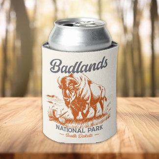 Badlands National Park Retro Bison Can Cooler