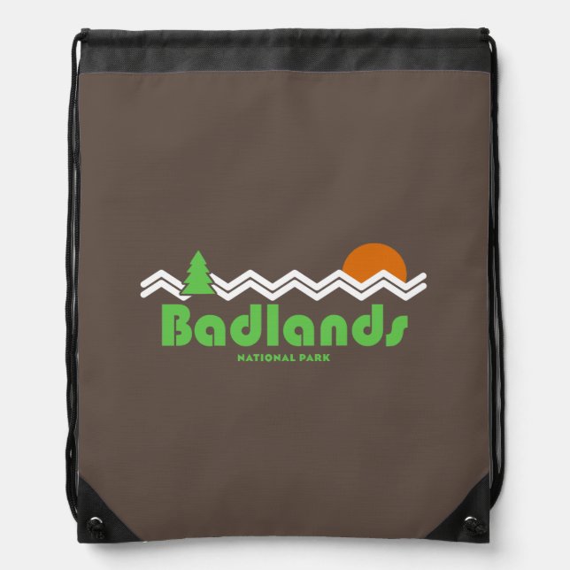 Badlands National Park Retro Drawstring Bag (Front)