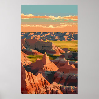 Badlands National Park – Retro Print