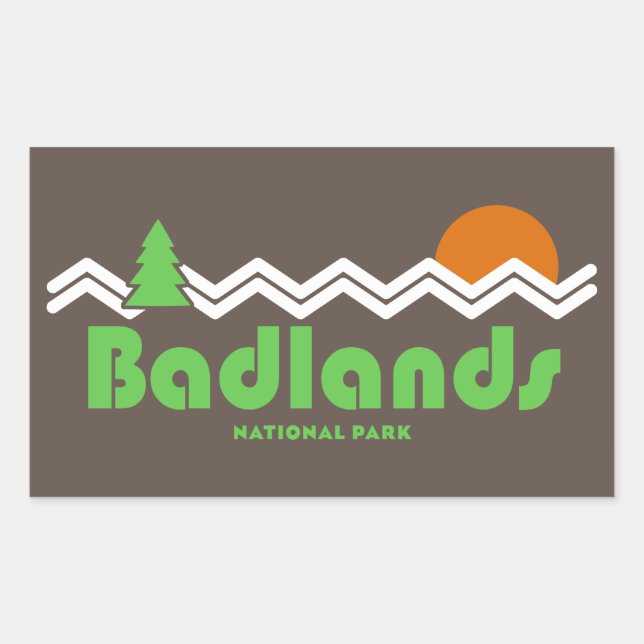 Badlands National Park Retro Rectangular Sticker (Front)
