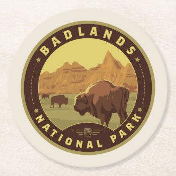 Badlands National Park Round Paper Coaster by AndersonDesignGroup at Zazzle
