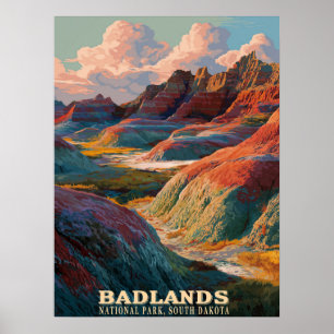 Badlands National Park – Rugged Western Landscape Poster