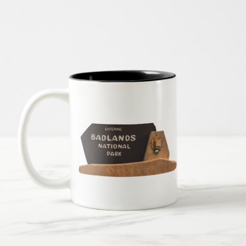 Badlands National Park Sign Two_Tone Coffee Mug
