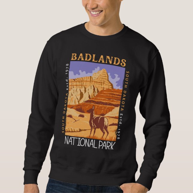 Badlands National Park South Dakota Distressed   Sweatshirt (Front)