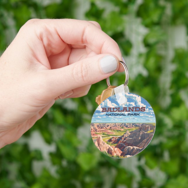 Badlands National Park South Dakota Landscape Keychain (Hand)