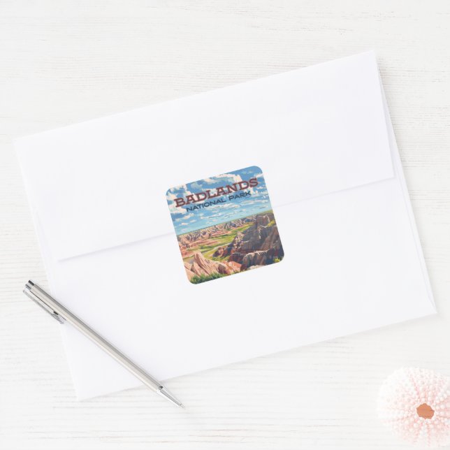 Badlands National Park South Dakota Landscape Square Sticker (Envelope)