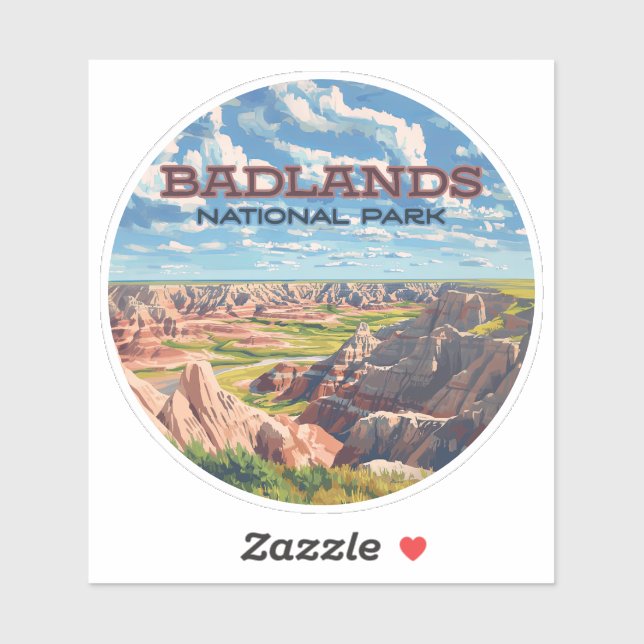 Badlands National Park South Dakota Landscape Sticker (Sheet)