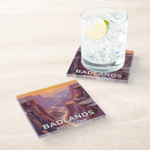 Badlands National Park South Dakota Painting Glass Coaster