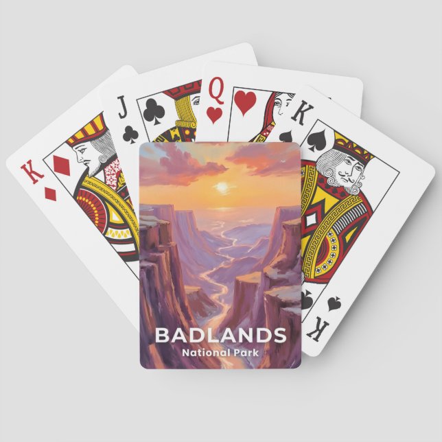 Badlands National Park South Dakota Painting Poker Cards (Back)