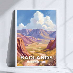 Badlands National Park South Dakota Travel Art Poster