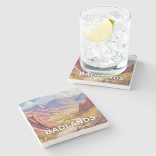 Badlands National Park South Dakota Travel Art Stone Coaster