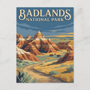 Badlands National Park South Dakota Travel Poster Postcard