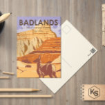 Badlands National Park South Dakota Vintage Postcard<br><div class="desc">Badlands vector artwork design. The park’s dramatic landscapes span layered rock formations,  steep canyons and towering spires. Bison,  bighorn sheep and prairie dogs inhabit its sprawling grasslands.</div>